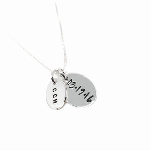 Custom Hand Stamped Sterling Silver Silver Mixed Tag Necklace
