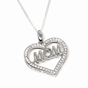 Sterling Silver & Cubic Z "MOM" Necklace