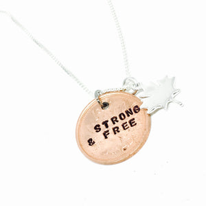 Sterling Silver Penny Necklace w/Silver Maple Leaf