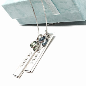 Double Elite Thick Bar Gemstone Necklace