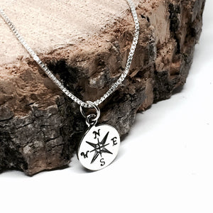 Sterling Silver Mini Compass Necklace