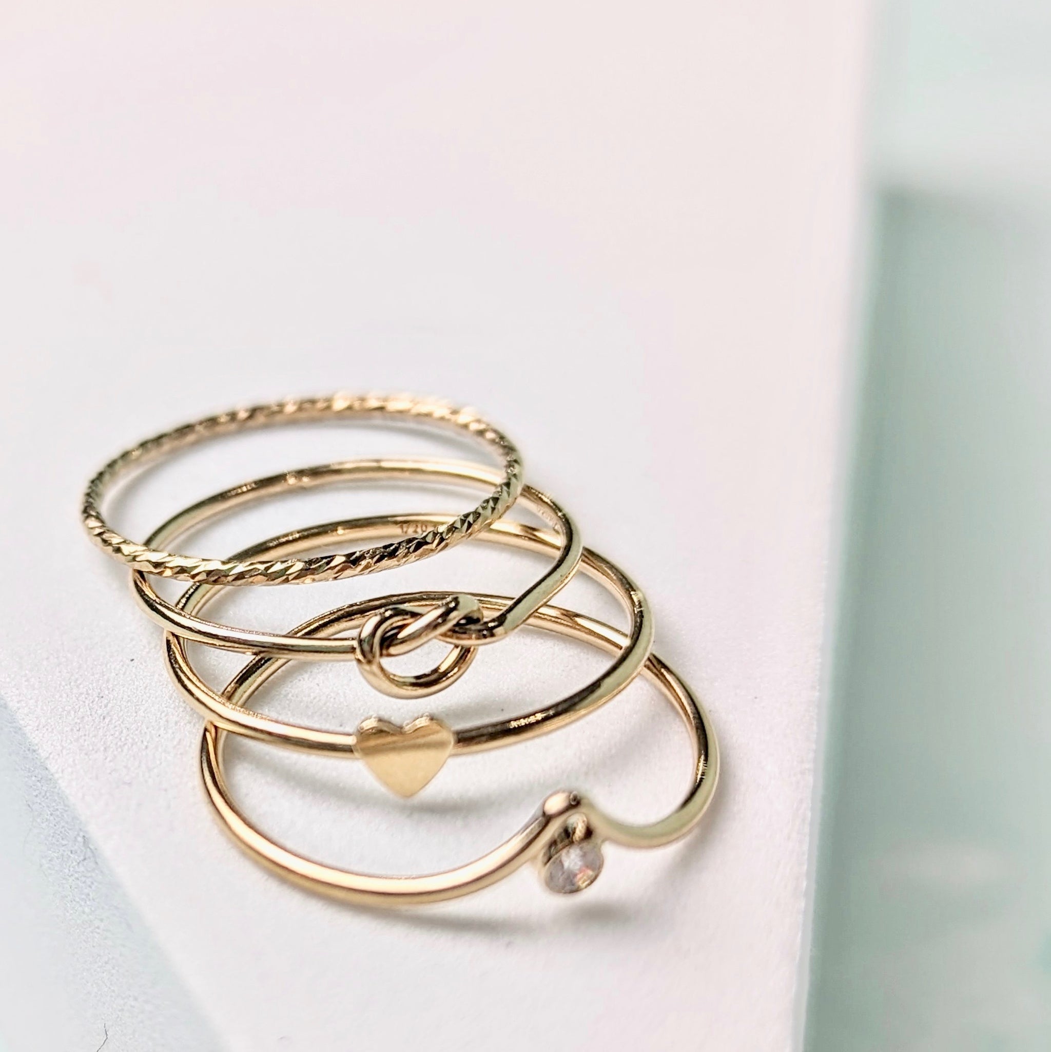 CZ Chevron Gold Stacking Ring