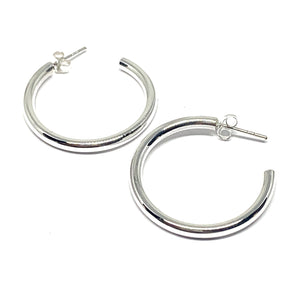 30MM x 3MM ROUND STERLING SILVER HOOPS