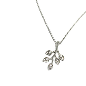 STERLING SILVER & CUBIC ZIRCONIA OLIVE BRANCH NECKLACE