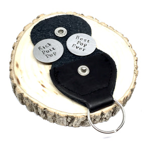2 Custom Hand Stamped Golf Ball Markers w/ Key Ring Case