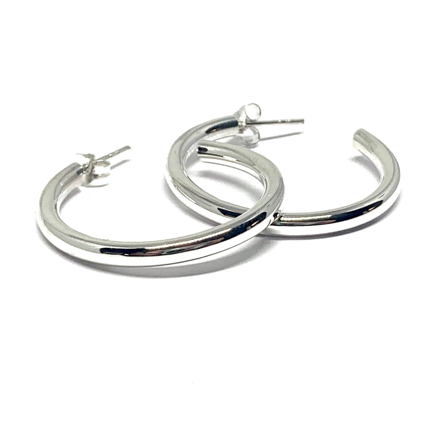 30MM x 3MM ROUND STERLING SILVER HOOPS