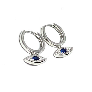 STERLING SILVER EVIL EYE HUGGER EARRINGS