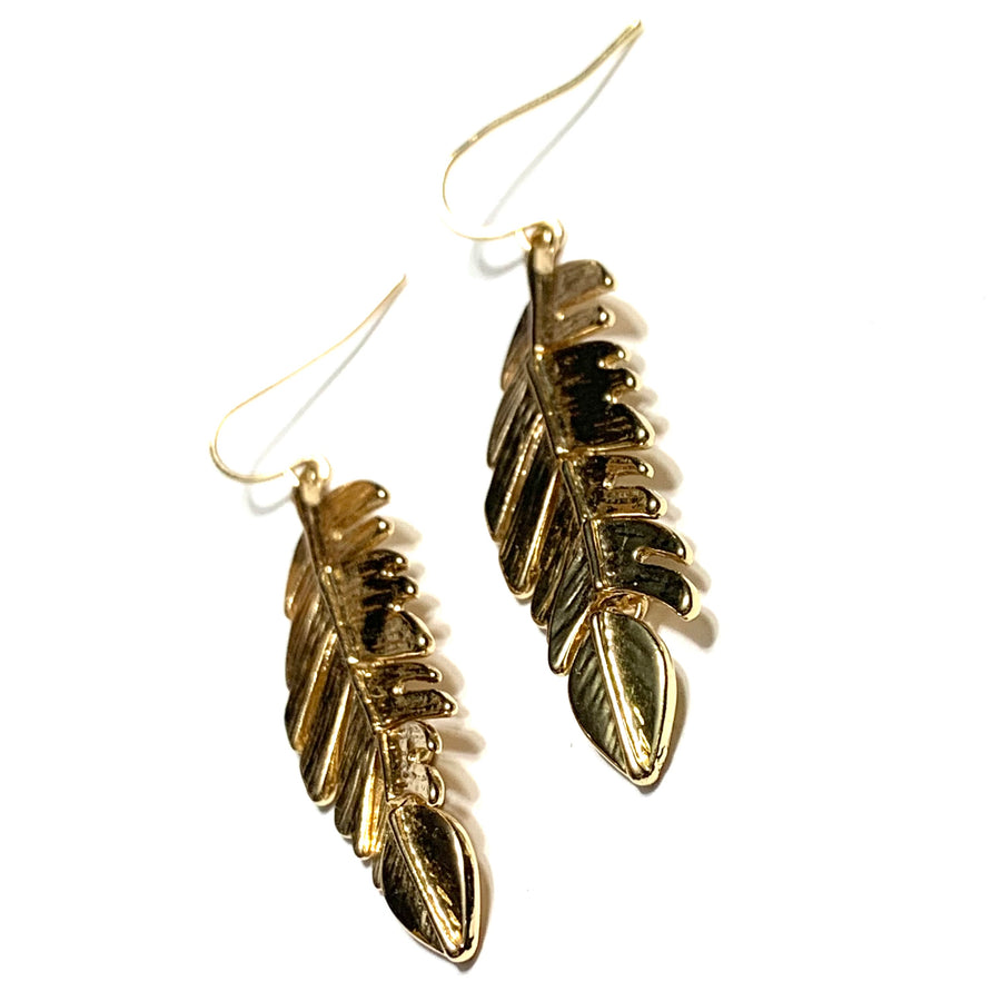 GOLD COLOUR FEATHER EARRINGS