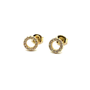 GOLD OVER STERLING SILVER & CUBIC CIRCLE EARRINGS