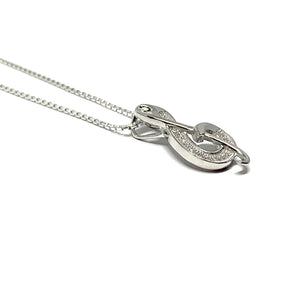 STERLING SILVER TREBLE CLEF MUSIC NECKLACE