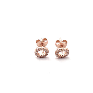 ROSE GOLD OVER STERLING SILVER & CUBIC CIRCLE EARRINGS