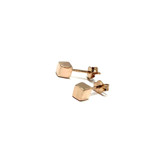 4.5MM ROSE GOLD OVER STERLING SILVER CUBE EARRINGS