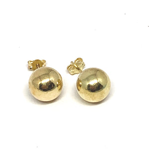 10MM GOLD OVER STERLING SILVER SMOOTH ROUND STUD EARRINGS
