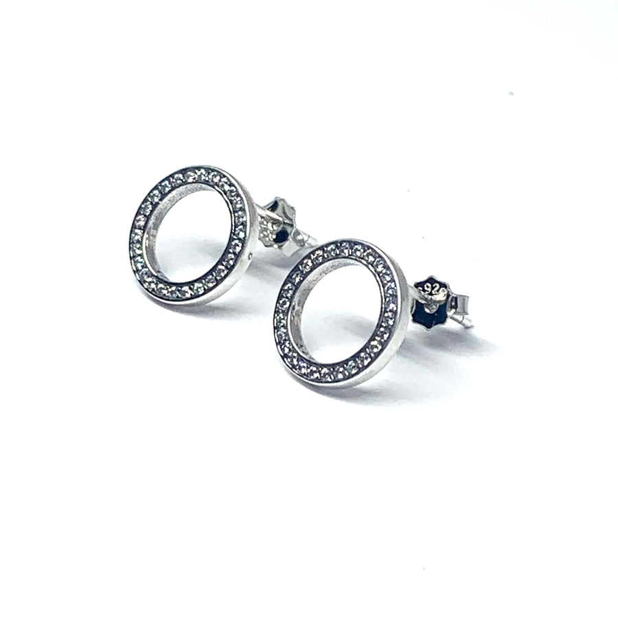 11MM STERLING SILVER & CUBIC CIRCLE EARRINGS