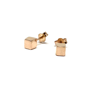 4.5MM ROSE GOLD OVER STERLING SILVER CUBE EARRINGS