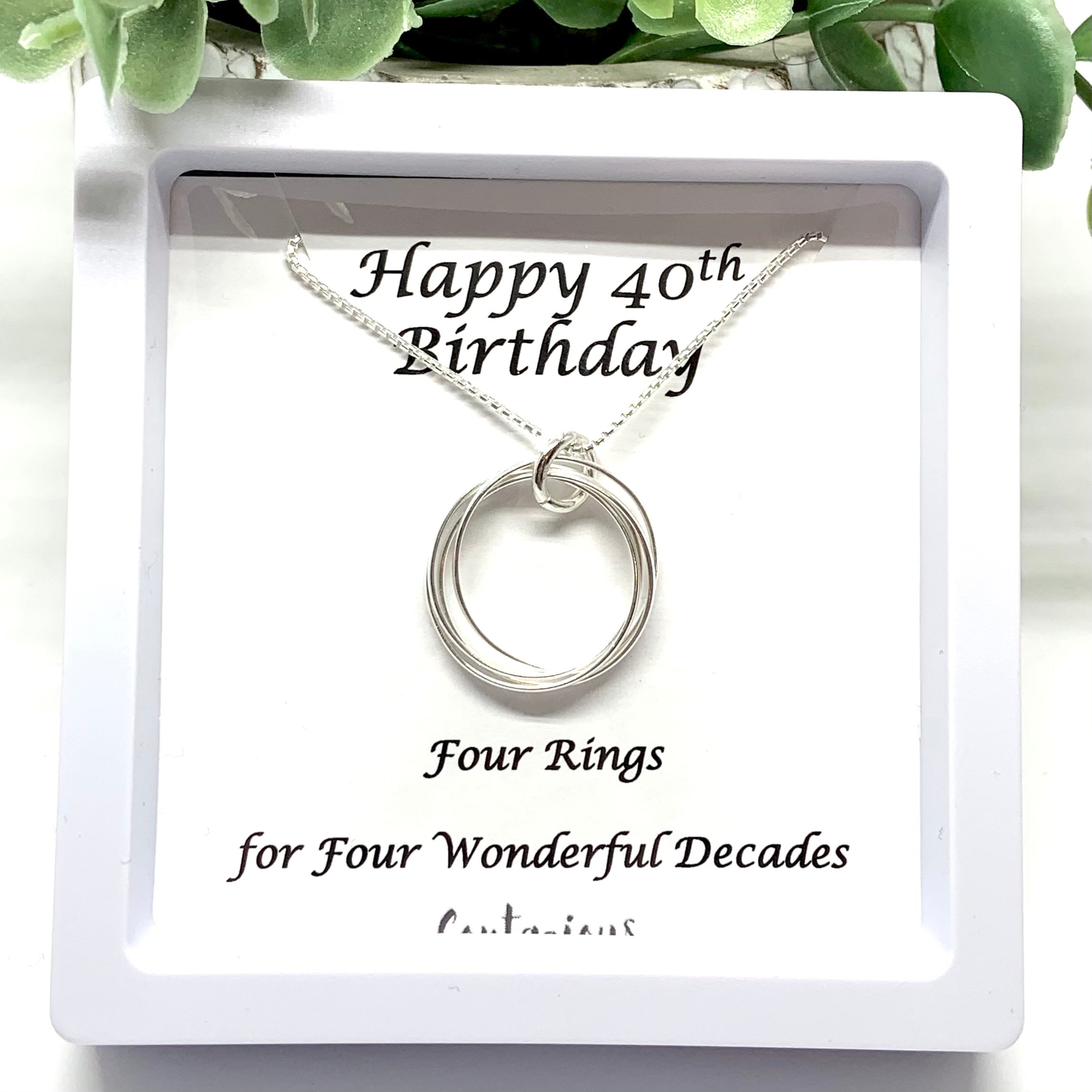 40th Birthday Sterling Silver Four Ring Necklace