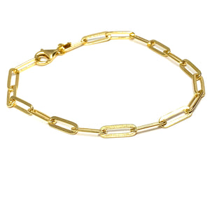 GOLD OVER STERLING SILVER 4.5mm FLAT PAPER CLIP BRACELET