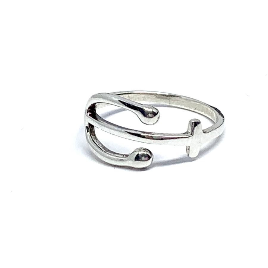 THE STERLING SILVER CROSS & ANCHOR RING