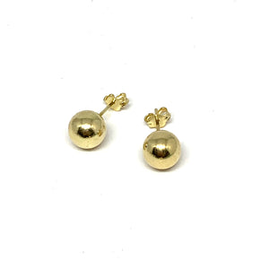 8MM GOLD OVER STERLING SILVER SMOOTH ROUND STUD EARRINGS