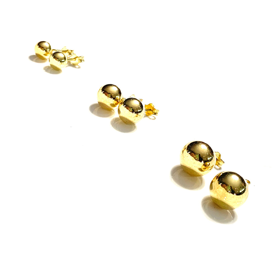 6MM GOLD OVER STERLING SILVER SMOOTH ROUND STUD EARRINGS