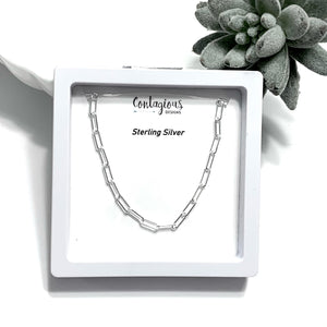 STERLING SILVER 3.5mm PAPER CLIP NECKLACE