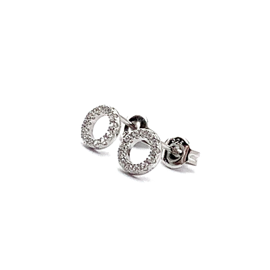 STERLING SILVER & CUBIC CIRCLE EARRINGS