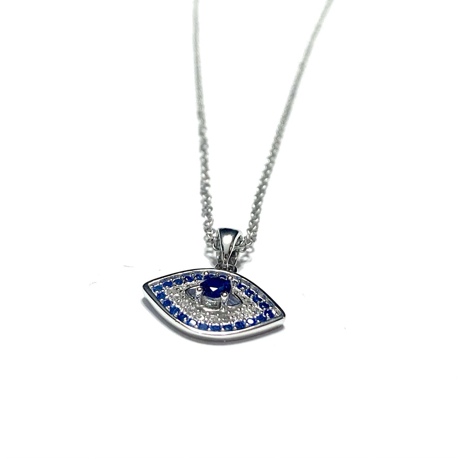 Sterling Silver & Cubic Seeing Evil Eye Necklace