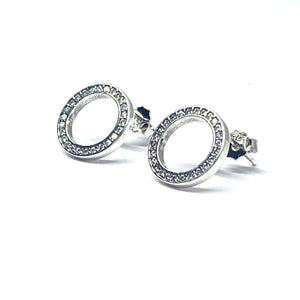 11MM STERLING SILVER & CUBIC CIRCLE EARRINGS