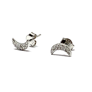 STERLING SILVER & CUBIC CRESCENT MOON EARRINGS