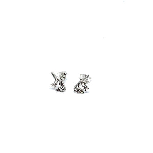 STERLING SILVER UNICORN HEAD EARRINGS