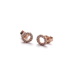 ROSE GOLD OVER STERLING SILVER & CUBIC CIRCLE EARRINGS
