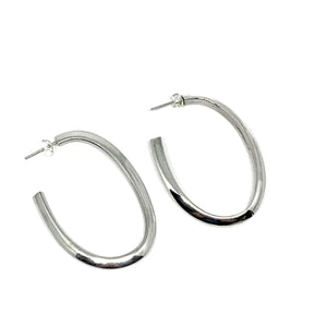 Large Sterling Silver Hollow Hoop Earrings